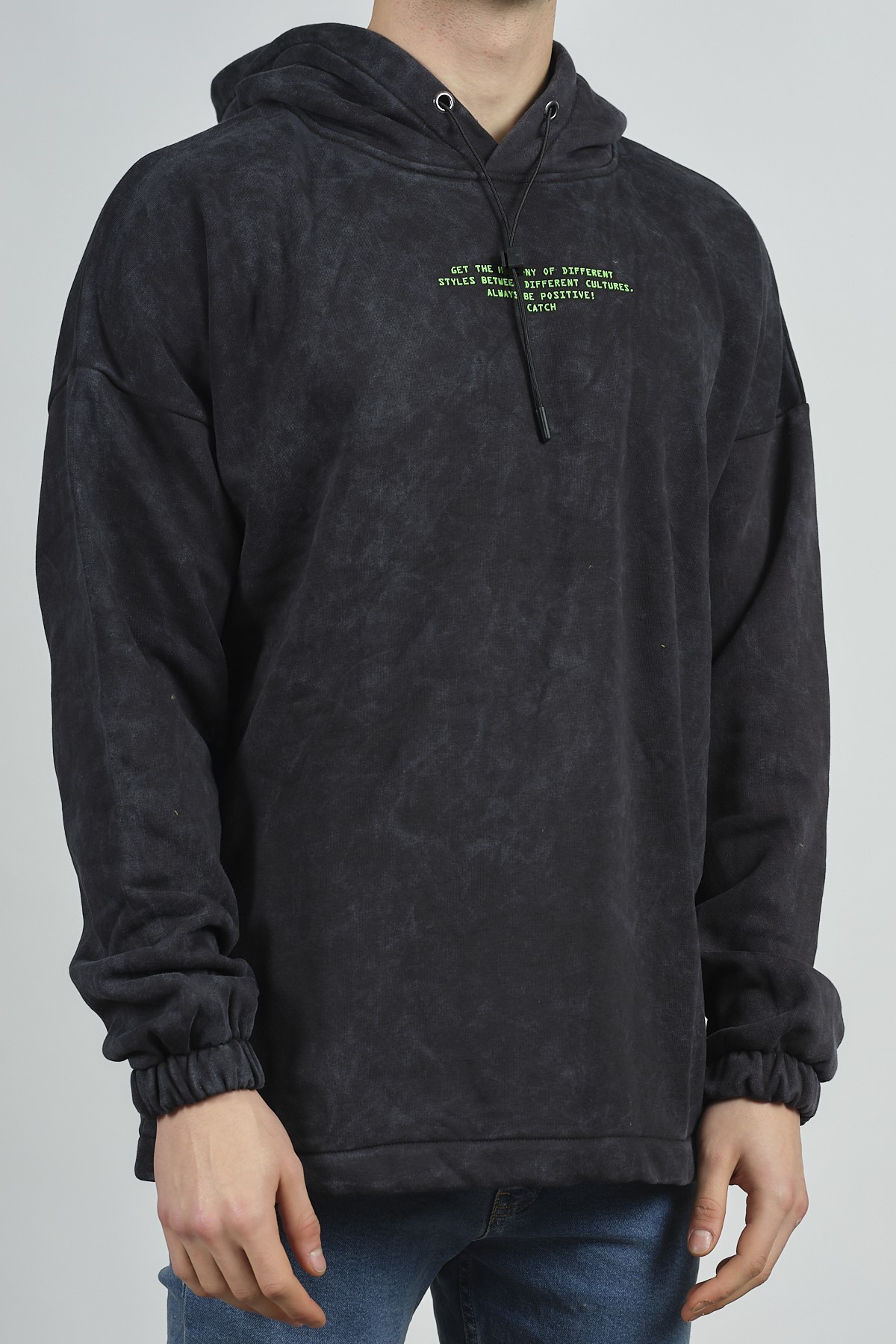 Antrasit Yıkamalı Baskılı Sweatshirt 1KXE8-44282-36 
