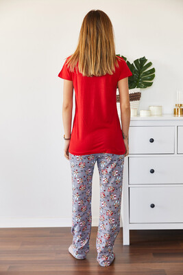 Kırmızı Baskılı Pijama Takımı 0YXK8-43681-04 - 2