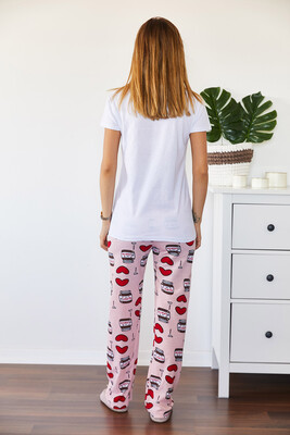 Beyaz Baskılı Pijama Takımı 0YXK8-43695-01 - 2