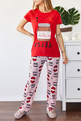 Kırmızı Baskılı Pijama Takımı 0YXK8-43695-04 - 1