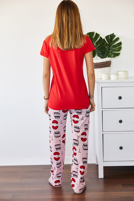Kırmızı Baskılı Pijama Takımı 0YXK8-43695-04 - 2