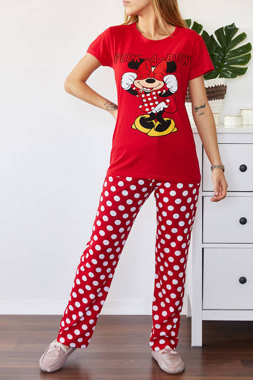 Kırmızı Baskılı Pijama Takımı 0YXK8-43696-04 - 1