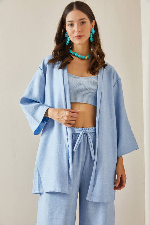 Bebe Mavisi Dokulu Oversize Kimono 5YXK4-48650-55 - 3