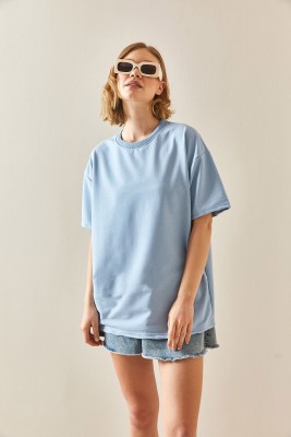 Bebe Mavisi Oversize Basic Tişört 3YXK1-47087-55 - 1