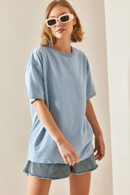 Bebe Mavisi Oversize Basic Tişört 3YXK1-47087-55 - 4