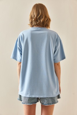 Bebe Mavisi Oversize Basic Tişört 3YXK1-47087-55 - 6