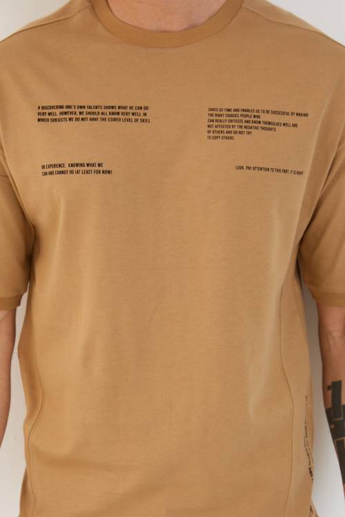 Bej Baskılı Oversize Tişört 1YXE1-44877-25 - 5