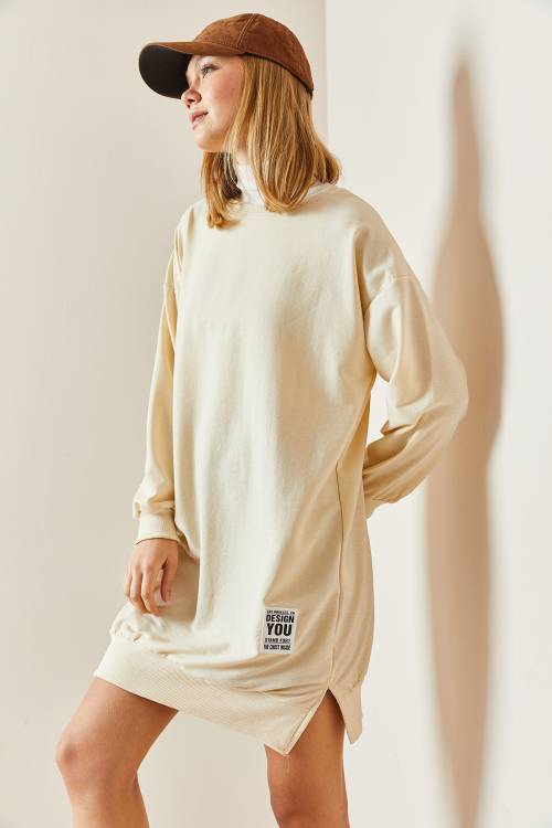 Bej Bisiklet Yaka Sweatshirt 3YXK8-47463-25 - 4