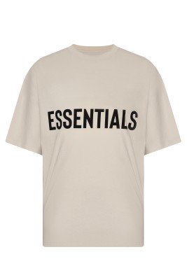 Bej Essentials Basklı Oversize Tişört 2YXE2-45975-25 - 1