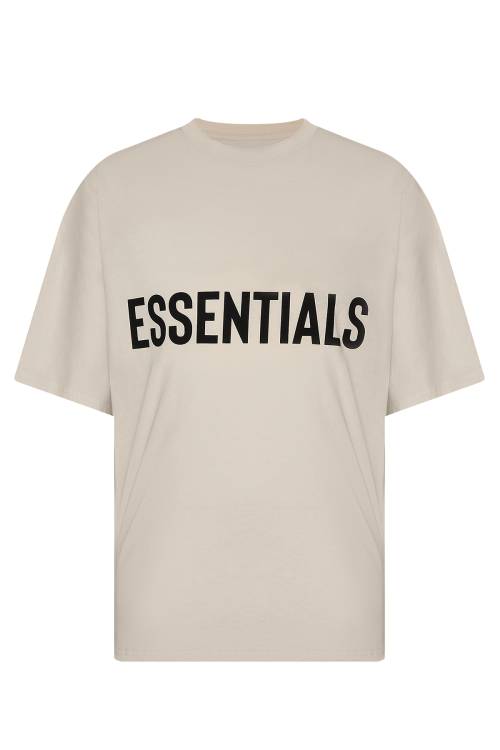 Bej Essentials Basklı Oversize Tişört 2YXE2-45975-25 - 1