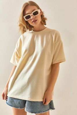 Bej Oversize Basic Tişört 3YXK1-47087-25 - 2