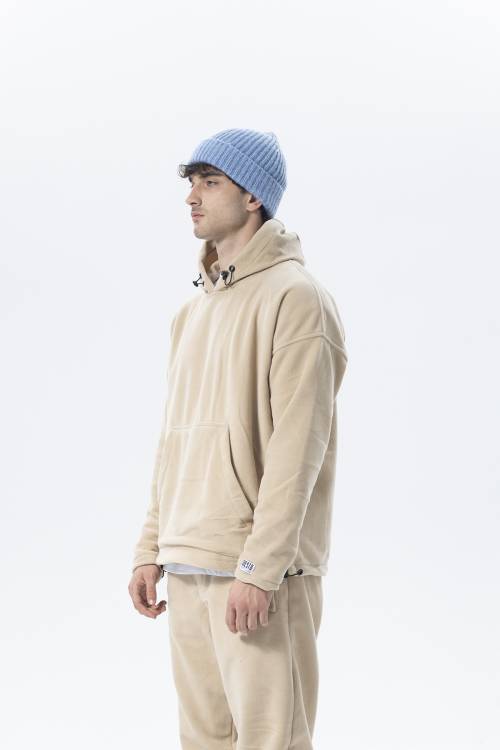 Bej Oversize Kapüşonlu Polar Sweatshirt 2KXE8-45511-25 - 2