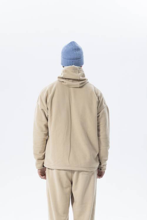 Bej Oversize Kapüşonlu Polar Sweatshirt 2KXE8-45511-25 - 4