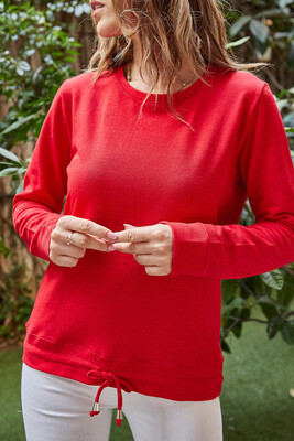 Kırmızı Beli Bağcıklı Sweatshirt 9YXK2-41639-04 - 1