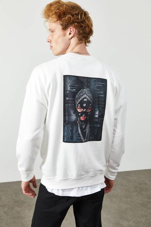 Beyaz Arkası Baskılı Sweatshirt 2KXE8-45353-01 - 8