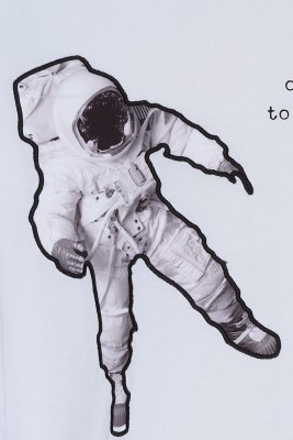 Beyaz Astronot Baskılı Oversize Tişört 2YXE2-45991-01 - 2