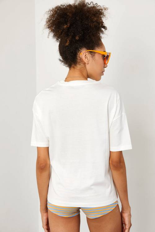 Beyaz Basic Tişört 1YXK1-45194-01 - 8