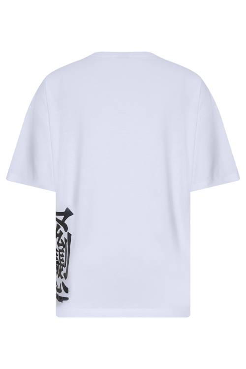Beyaz Baskı Detaylı Oversize Tişört 2YXE2-45957-01 - 4