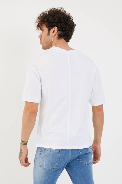 Beyaz Baskılı Oversize Tişört 1YXE1-44877-01 - 6