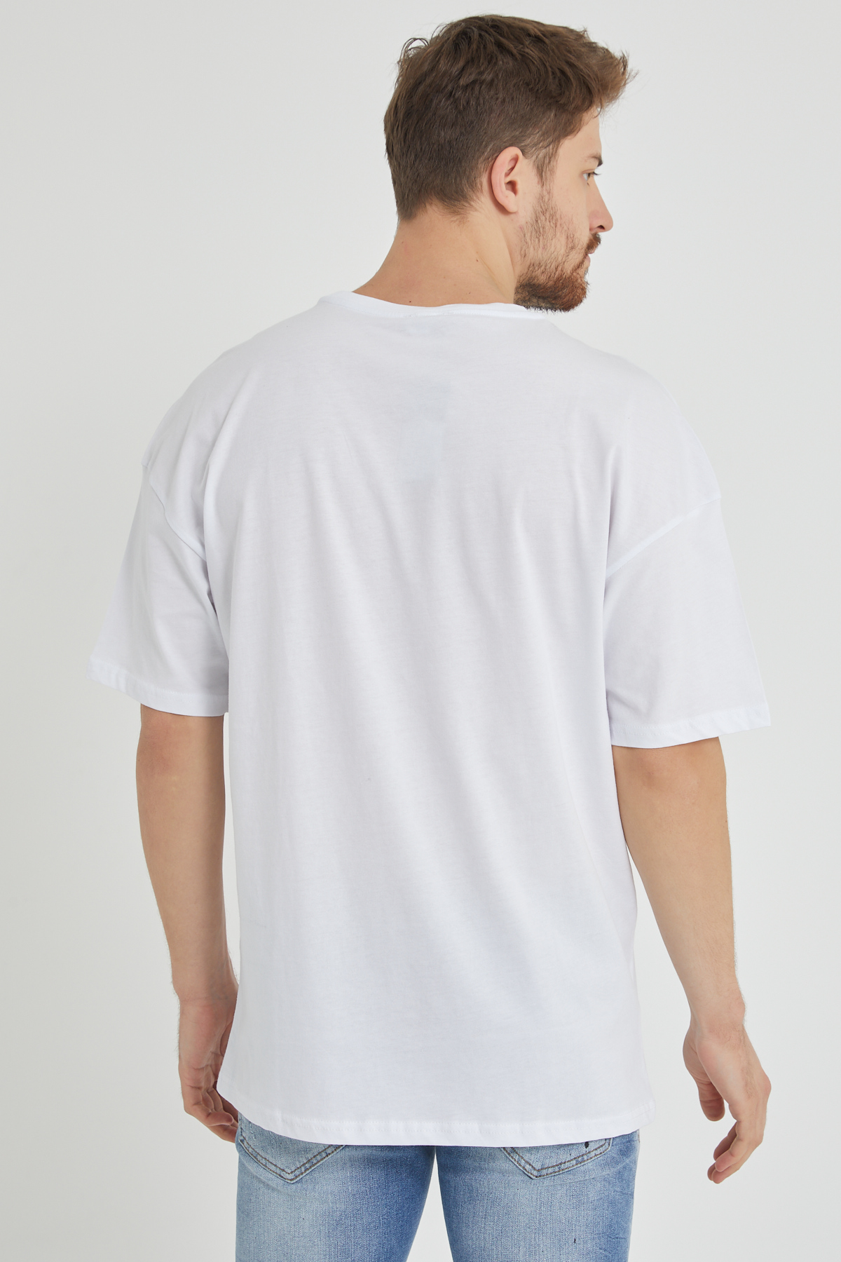 Beyaz Baskılı Salaş Tişört 1KXE1-44649-01 - 6