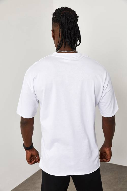 Beyaz Cep Detaylı Dikişsiz Oversize Tişört 1YXE1-45088-01 - 7