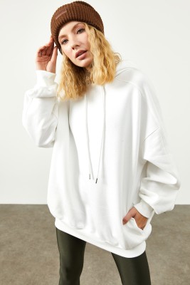 Beyaz Cepli Oversize Sweatshirt 2KXK8-45508-01 - 3
