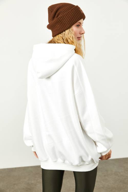 Beyaz Cepli Oversize Sweatshirt 2KXK8-45508-01 - 7
