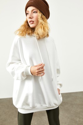 Beyaz Cepli Oversize Sweatshirt 2KXK8-45508-01 - 8