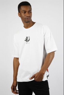 Beyaz Chinese Baskılı Oversize Tişört 1YXE1-44910-01 - 2