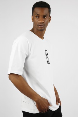Beyaz Chinese Baskılı Oversize Tişört 1YXE1-44915-01 - 2