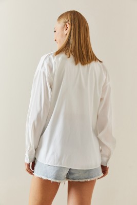 Beyaz Düğmeli Basic Gömlek 4KXK2-47832-01 - 6