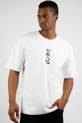 Beyaz Ejder Baskılı Oversize Tişört 1YXE1-44993-01 - 3