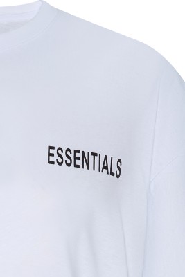 Beyaz Essentials Bisiklet Yaka Arkası Baskılı Oversize Tişört 2YXE2-45974-01 - 2