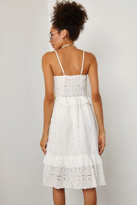 Beyaz Güpürlü Askılı Elbise 1YXK6-45227-01 - 8