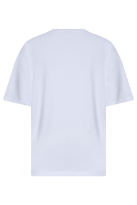 Beyaz Keçe Detaylı Baskılı Oversize Tişört 2YXE2-45967-01 - 3