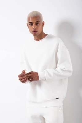 Beyaz Organik Pamuklu Şardonlu Oversize Sweatshirt 3KXE8-46416-01 - 1