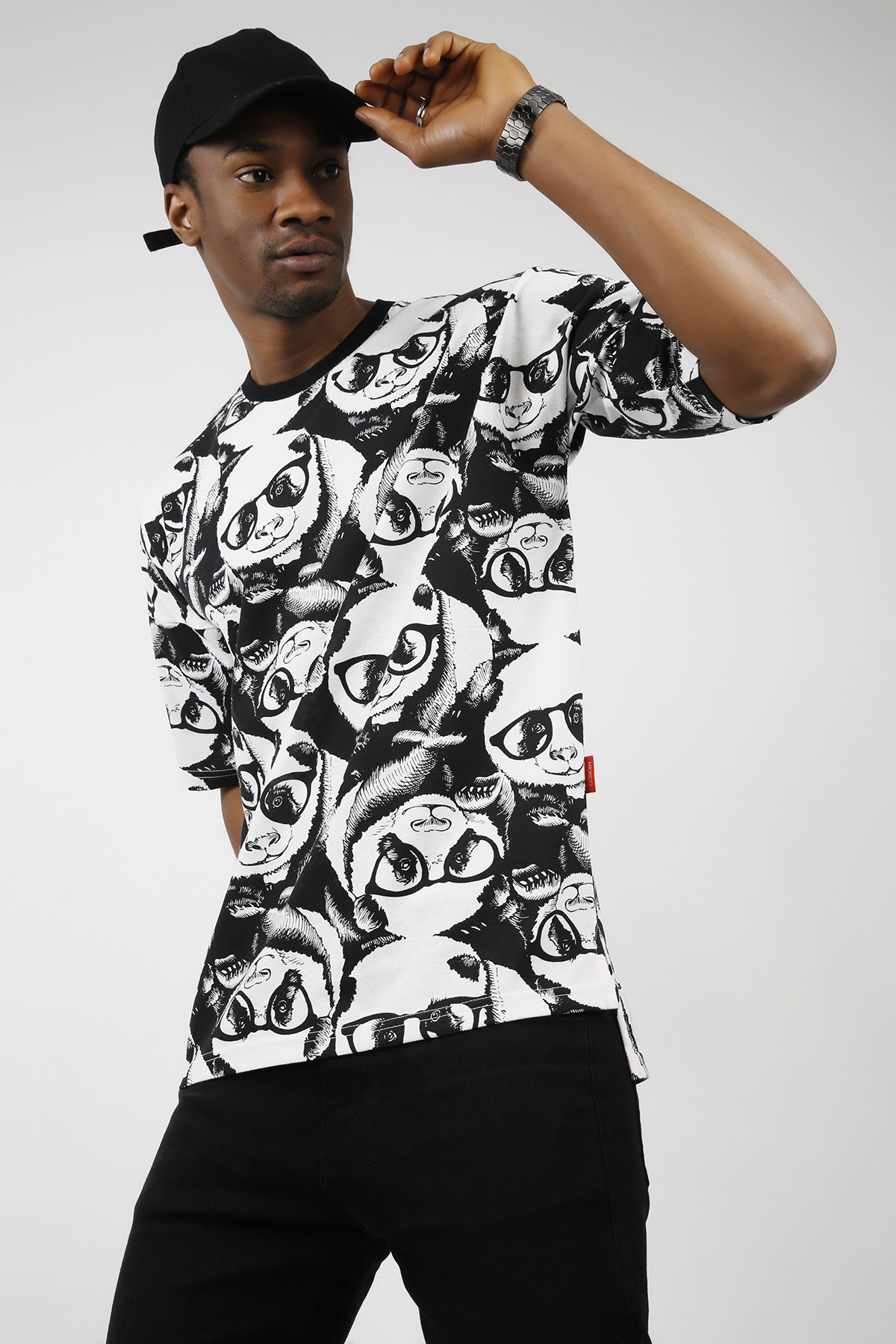 Beyaz Panda Desenli Oversize Tişört 1KXE1-44728-01 - 6