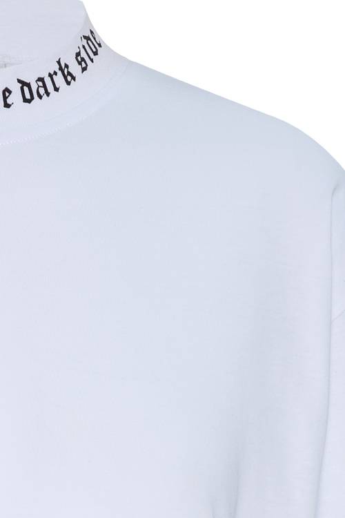 Beyaz Ribanalı & Yazı Detaylı Oversize Tişört 2YXE2-45987-01 - 2
