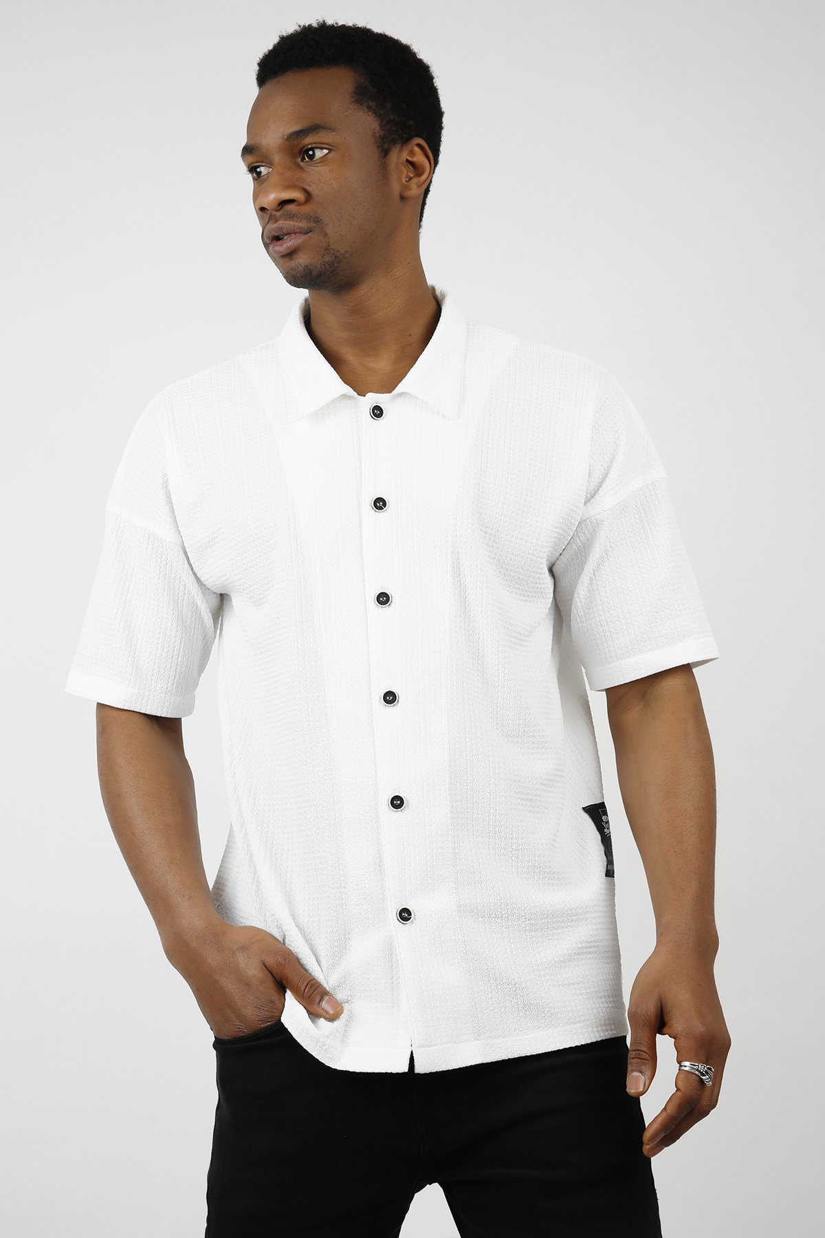 Beyaz Salaş Kısa Kollu Gömlek 1KXE2-44733-01 - 2