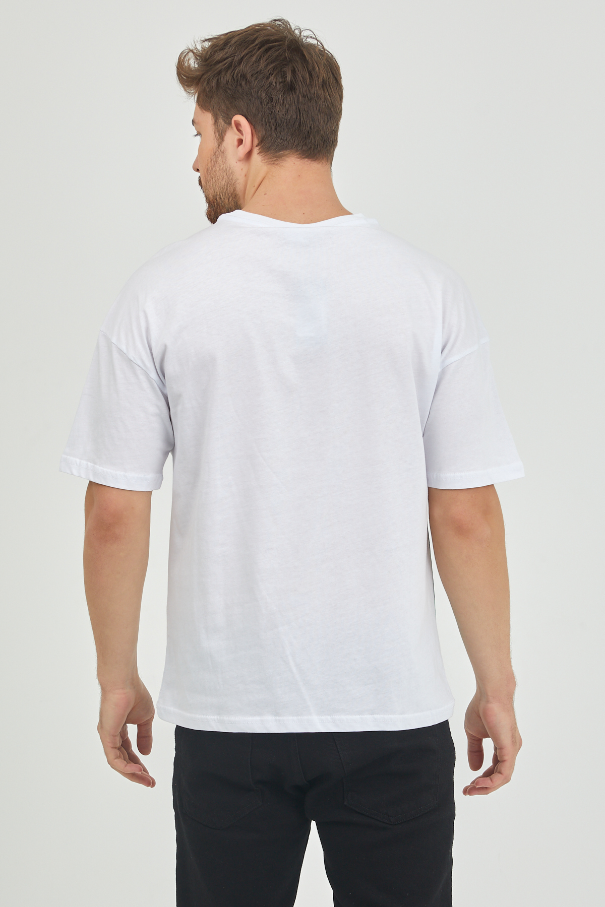 Beyaz Sulu Boya Baskılı Salaş Tişört 1KXE1-44627-01 - 5