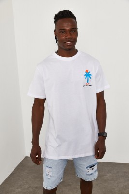 Beyaz Sunset Basklı Oversize Tişört 1YXE1-45083-01 - 5