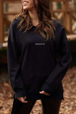 Siyah Brooklyn Baskılı Sweatshirt 9KXK8-41670-02 - 1