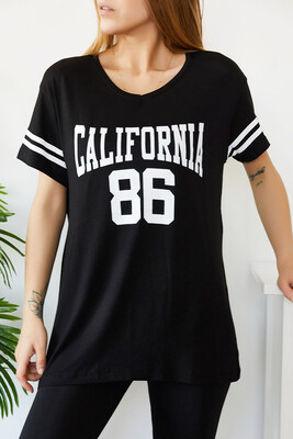 Siyah California Baskılı Tişört 0YXK1-43717-02 