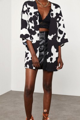 Siyah Cow Desen Kimono 1KXK4-44854-02 - 7