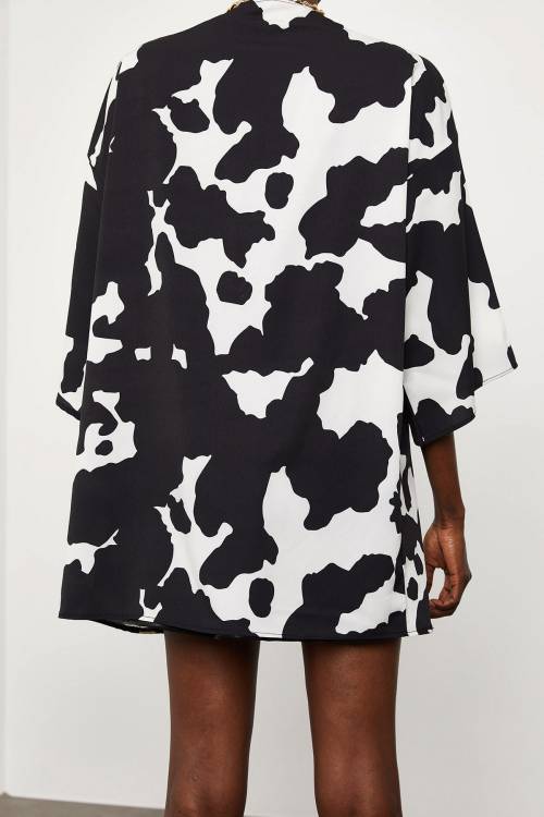 Siyah Cow Desen Kimono 1KXK4-44854-02 - 8