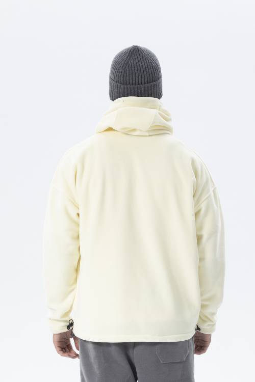Ekru Oversize Kapüşonlu Polar Sweatshirt 2KXE8-45511-52 - 4