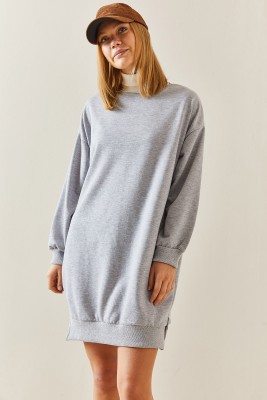 Gri Bisiklet Yaka Sweatshirt 3YXK8-47463-03 - 2