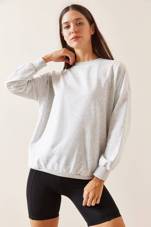 Gri Bisiklet Yaka Sweatshirt 5YXK8-48918-03 - 2