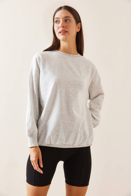 Gri Bisiklet Yaka Sweatshirt 5YXK8-48918-03 - 4