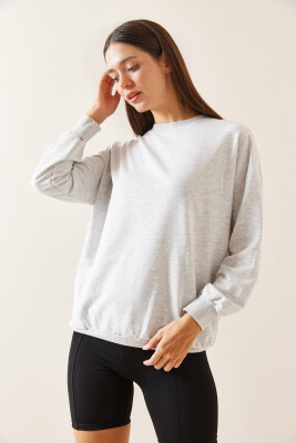 Gri Bisiklet Yaka Sweatshirt 5YXK8-48918-03 - 6